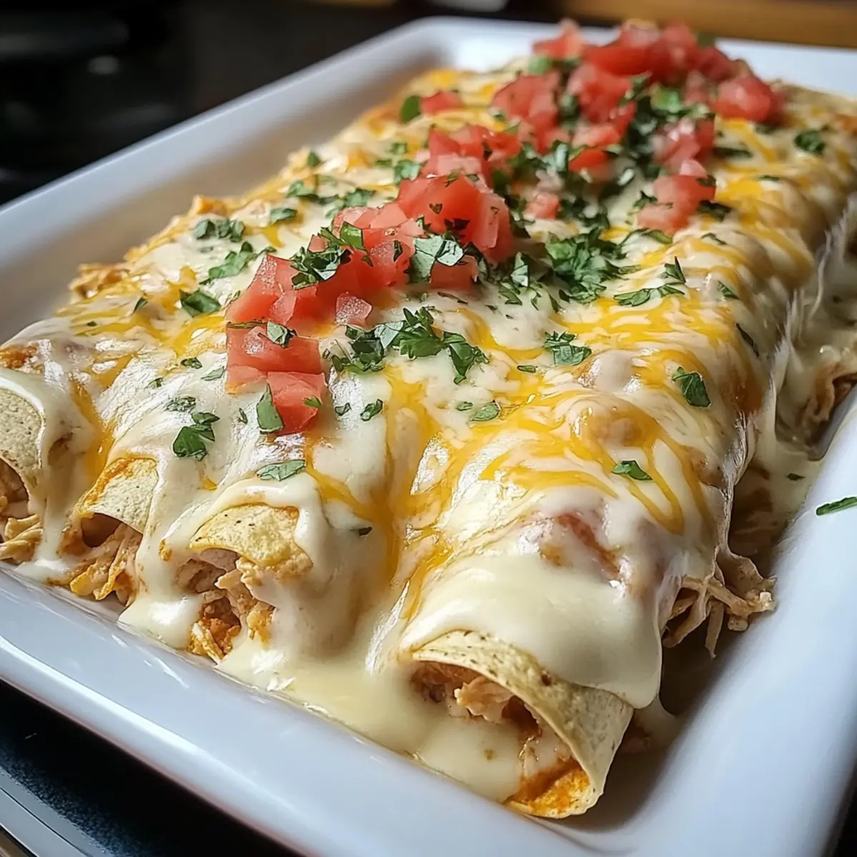 Queso Chicken Enchiladas