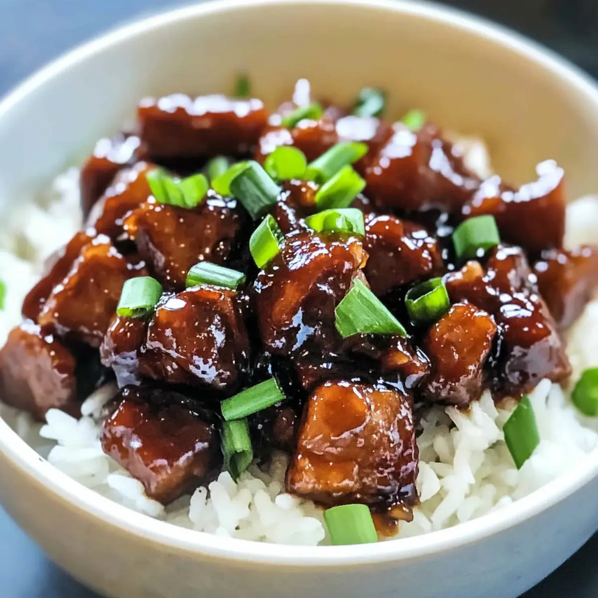 Sweet caramelized pork with rice