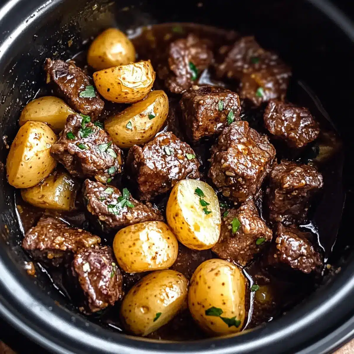 Garlic Butter Beef Bites with Potatoes