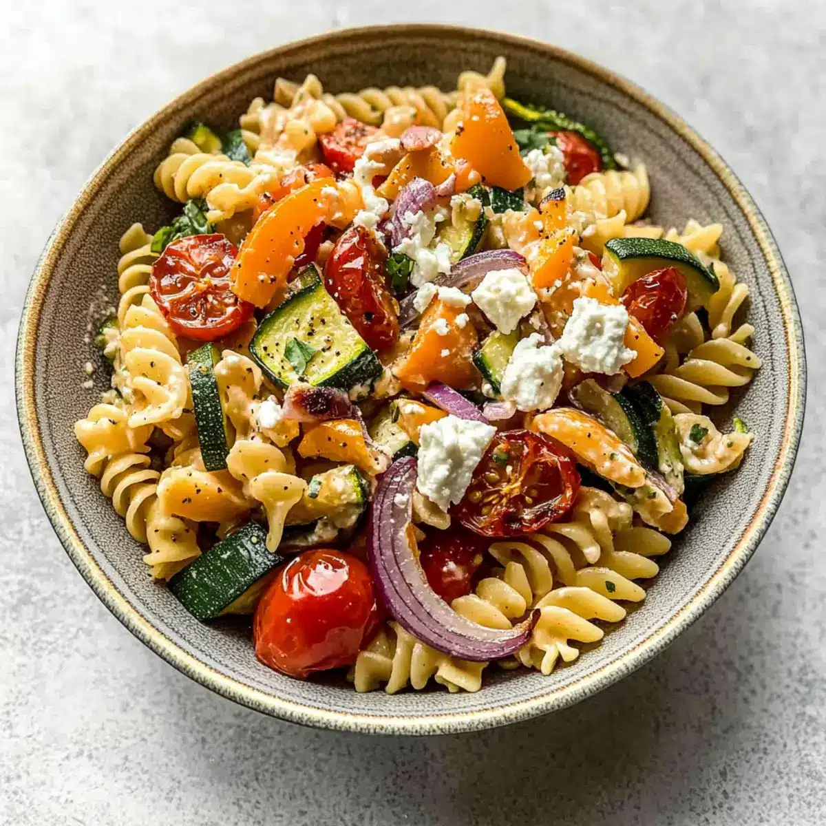 Roasted Veggie Pasta with Feta
