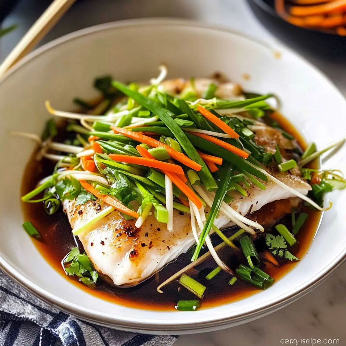 Steamed Fish with Ginger and Soy Sauce