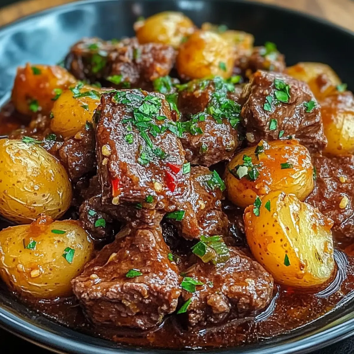 Slow Cooker Garlic Butter Beef with Potatoes
