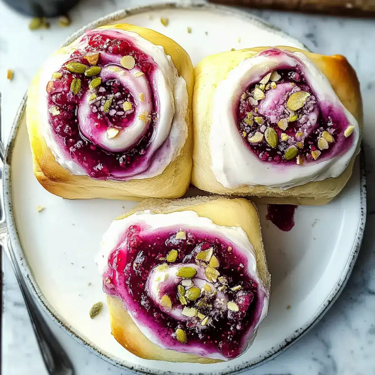 Raspberry and Rose Cheesecake Buns