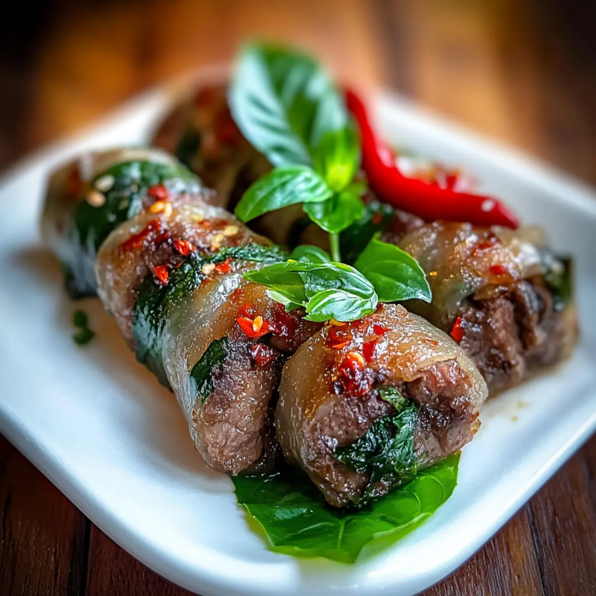 Golden Crispy Thai Basil Beef Rolls