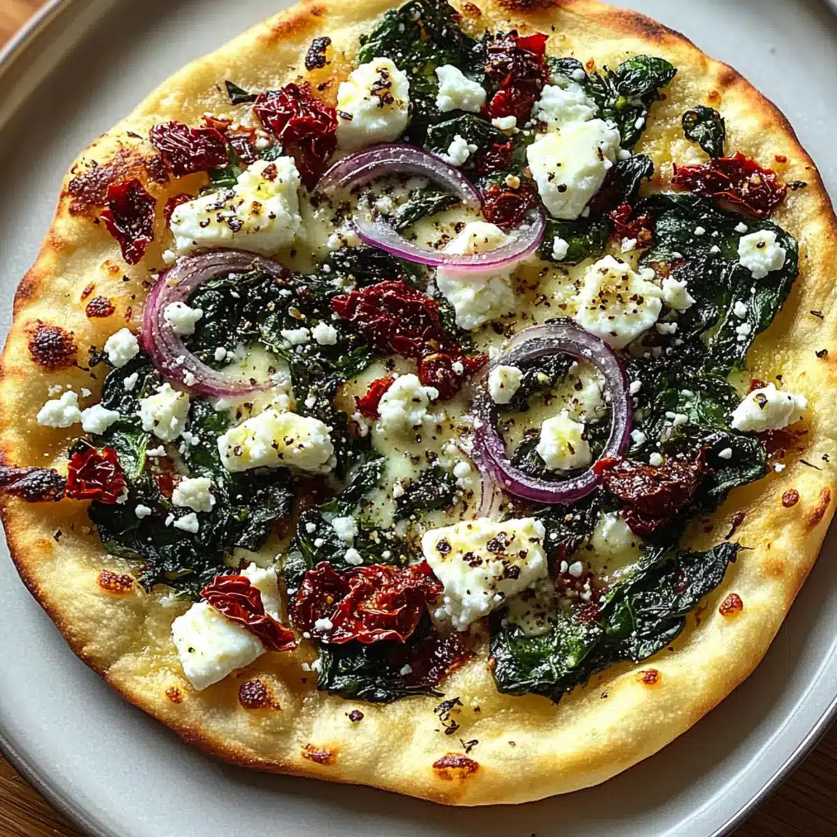 Spinach And Feta Flatbread Pizza