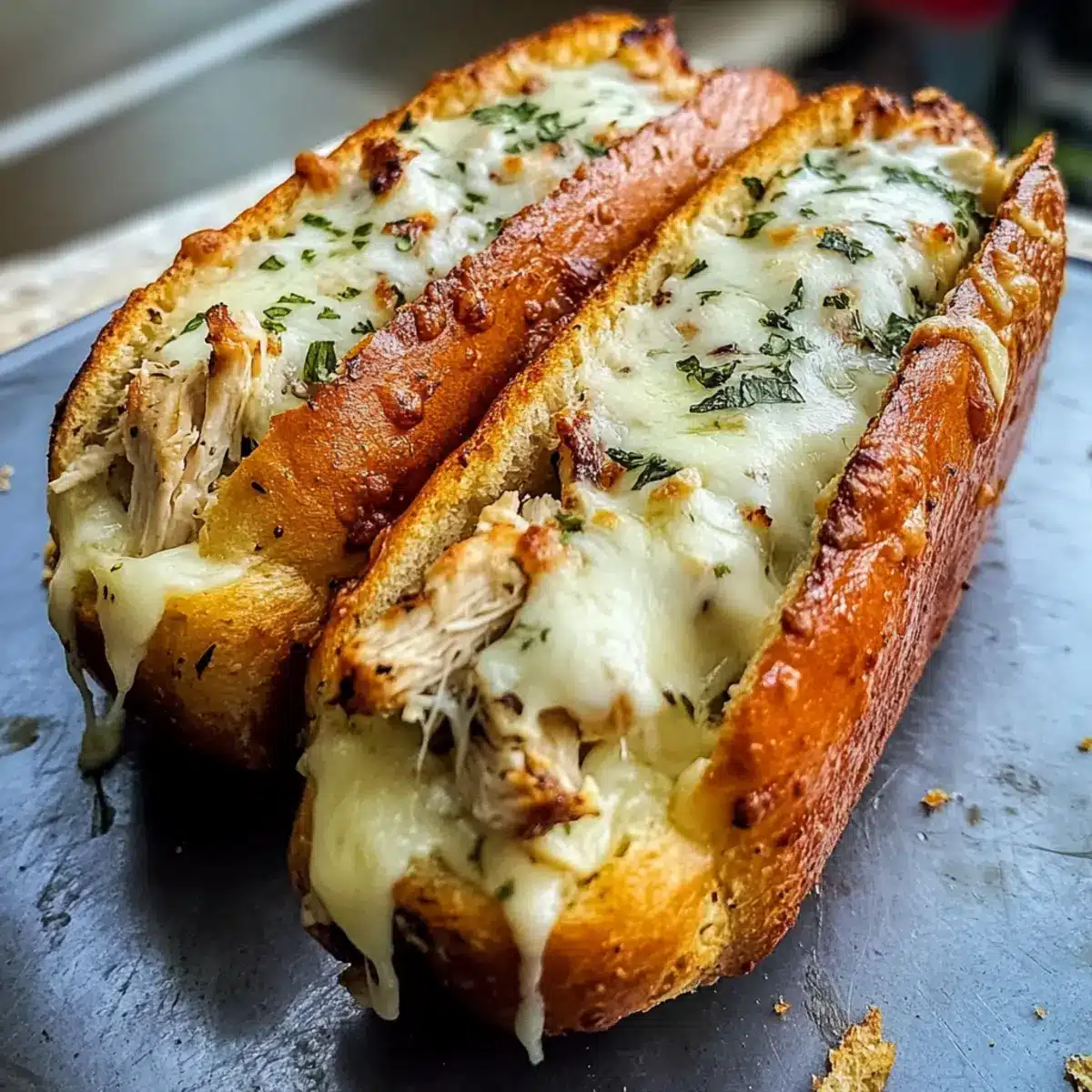 Cheesy Chicken Garlic Bread Sandwich