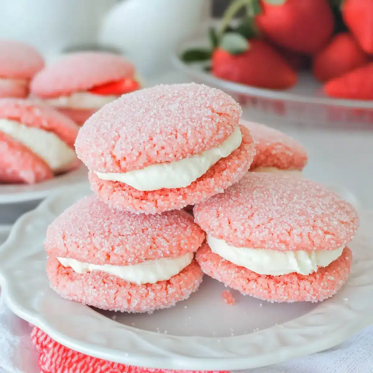 Soft Strawberry Cake Mix Sandwich Cookies